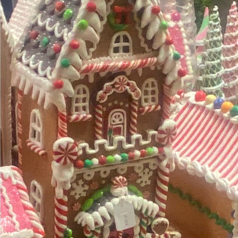 Red and Green Holiday Decor Gingerbread House